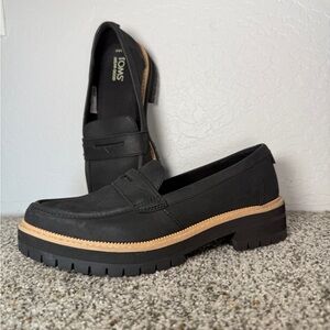 Toms Black Shoes with Tan Accents